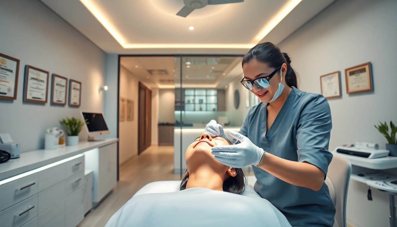 How much does laser tattoo removal cost? A professional technician treating a patient in a modern clinic.