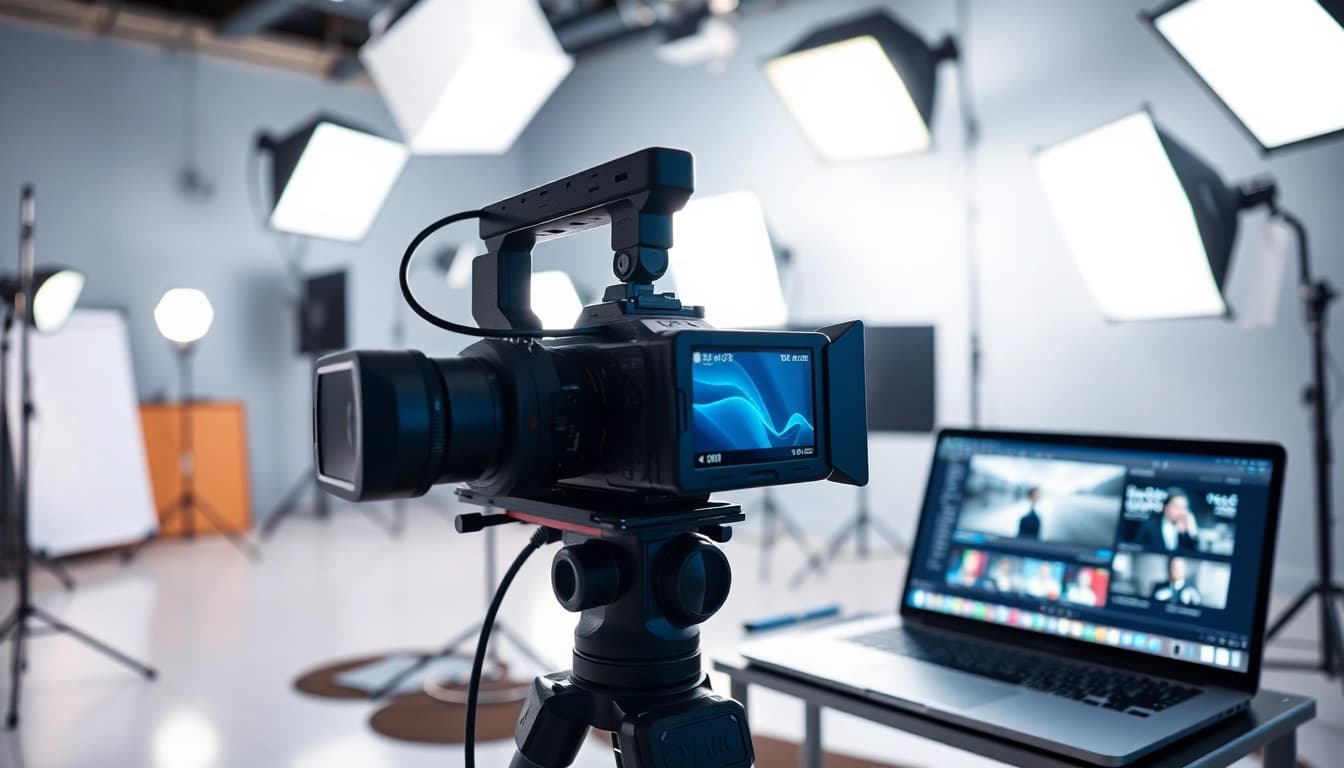 Enhance your vediography skills with a professional setup featuring camera gear and editing tools.