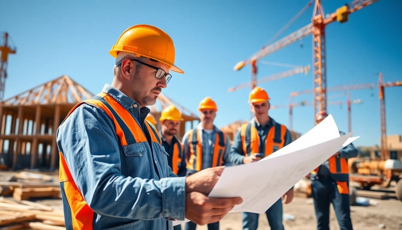 Construction association Wyoming professionals collaborating on-site for project success.