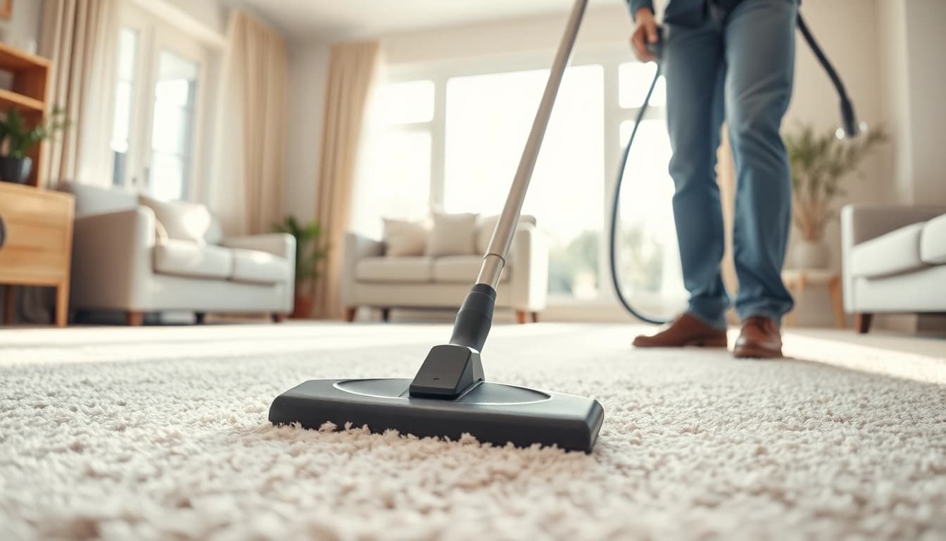 Engaging scene of a carpet cleaning business expertly revitalizing a home carpet.