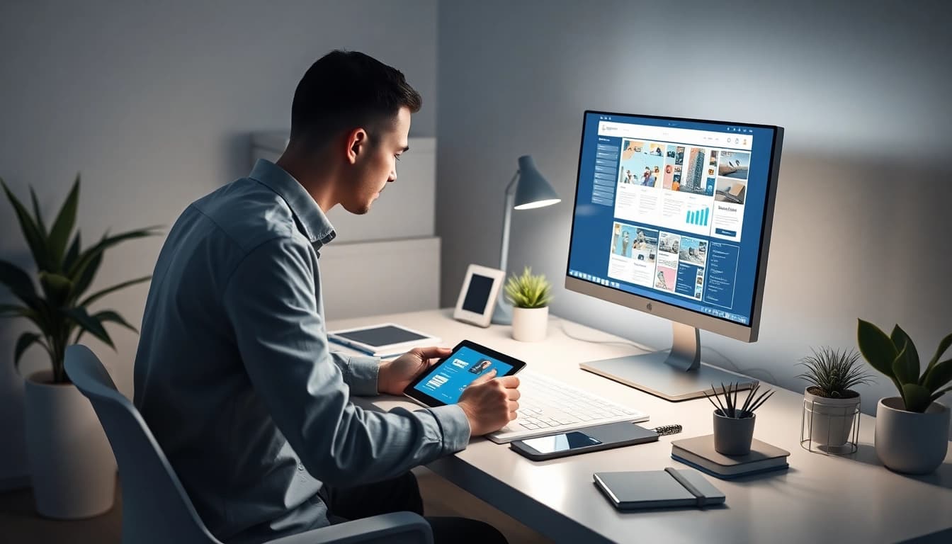 Professional web designer creating a high-quality thiết kế web in a modern workspace