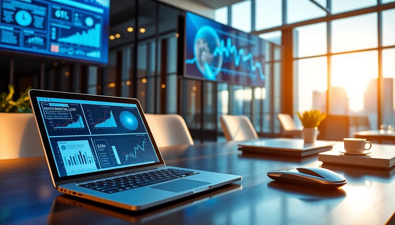 Explore technology trends with innovative devices in a bright, modern office environment.