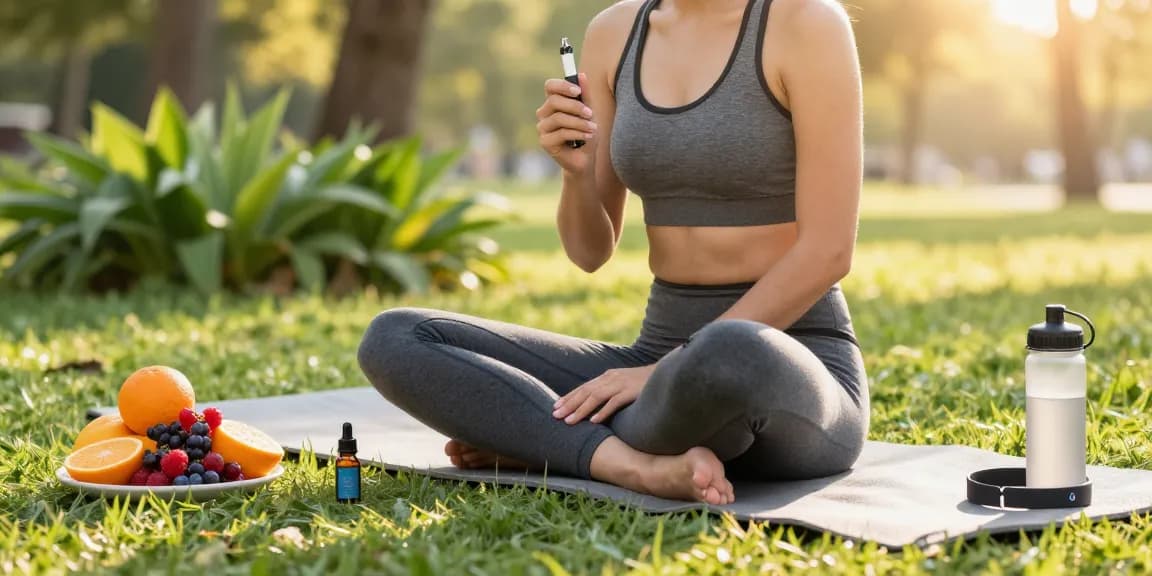 thc vapes uk vape pen with CBD oil in vibrant park setting promoting natural wellness