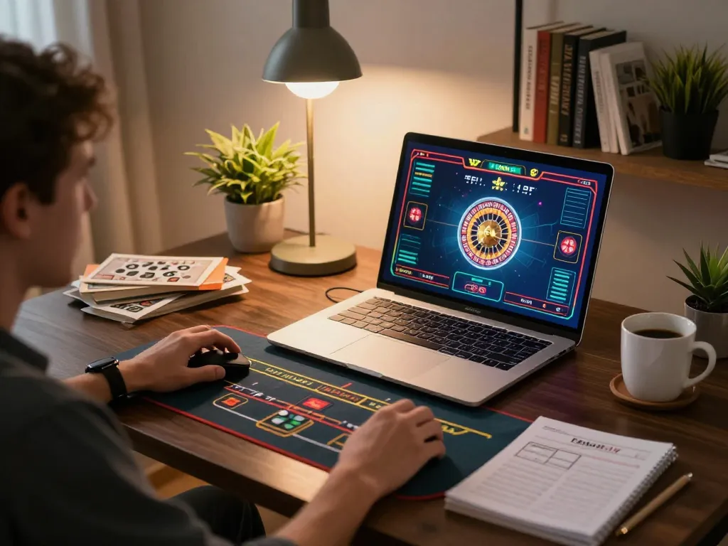 Engaged player enjoying thrilling online casinos Canada roulette game from home.