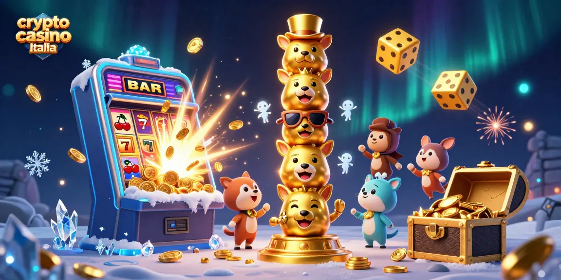 Vivi l'emozione di un crypto casino Italia con questo totem di animali e slot machine scintillante.