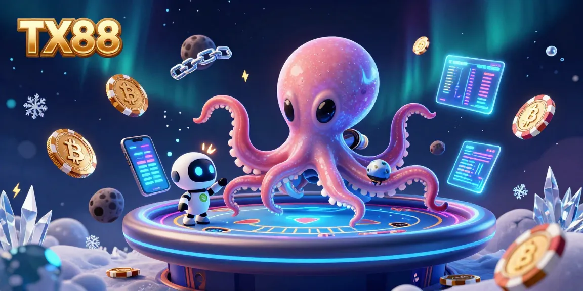 Engage with the vibrant gaming experience at TX88 with a cosmic poker scene featuring dynamic characters and elements.