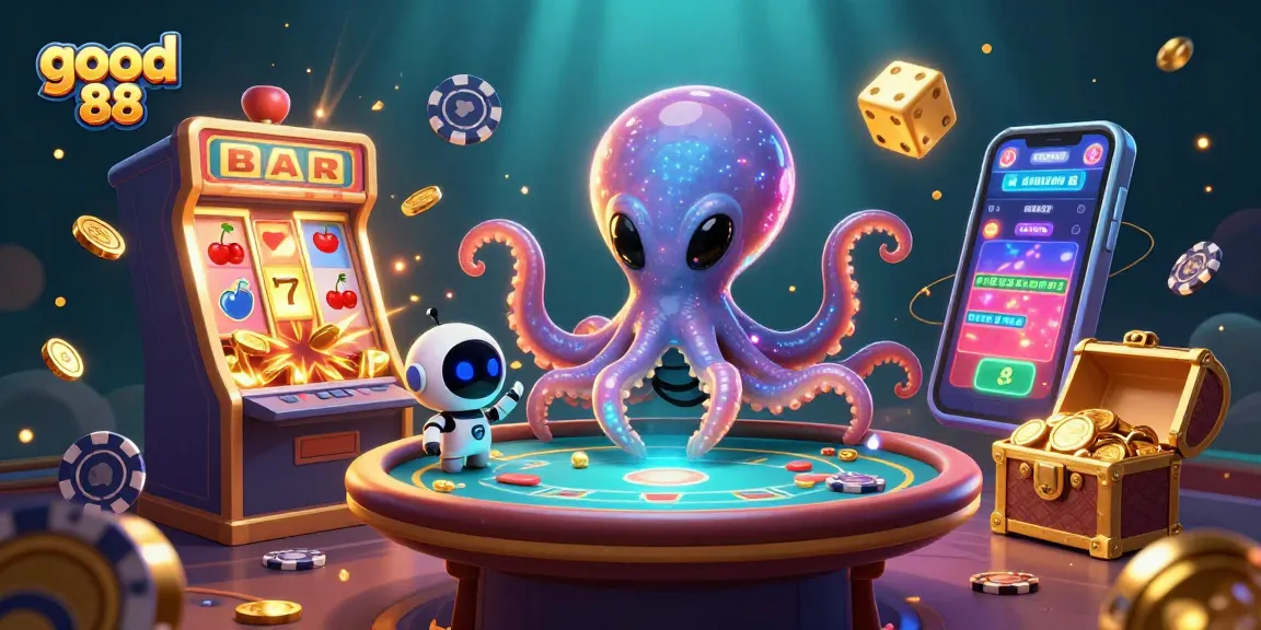 Experience the thrilling action at good 88 with vibrant 3D casino elements and characters.