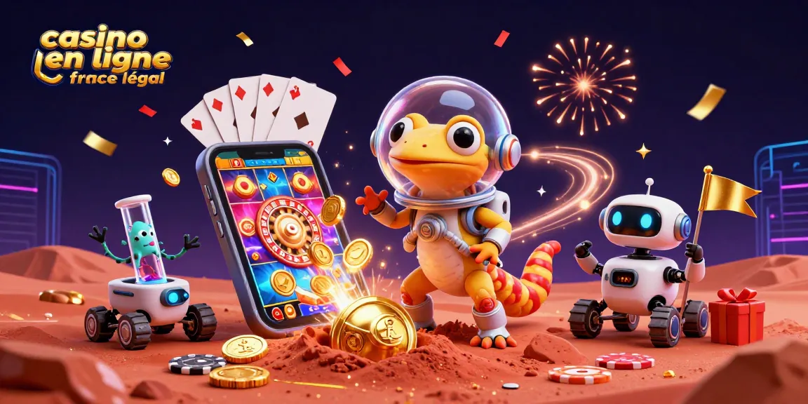 Casino en ligne France légal : le gecko martien découvre un casino doré sur Mars.