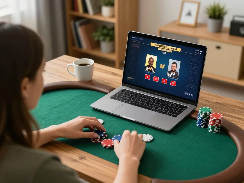 Player engaging in a focused online poker game at home while using the 678vip platform.