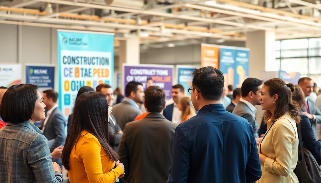 Networking event showcasing a vibrant construction membership association with professionals engaged in discussions.