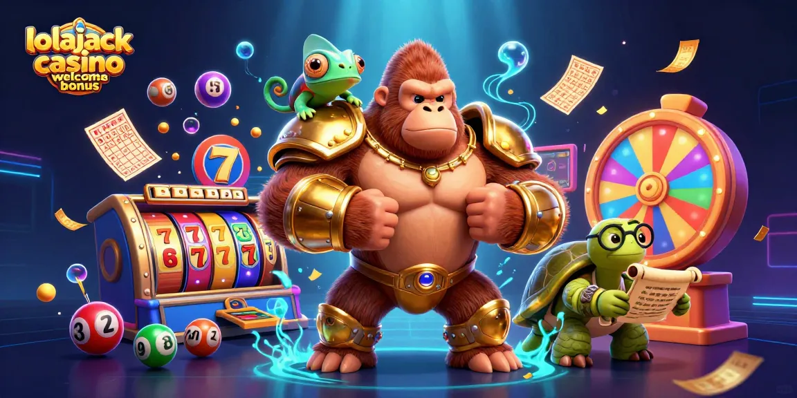 Experience the thrilling lolajack casino welcome bonus with vibrant slot reels and dynamic game elements.