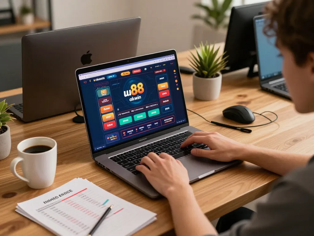 Player enjoying online casino with uu88 okwin displayed on screen, showcasing engaging betting experience.