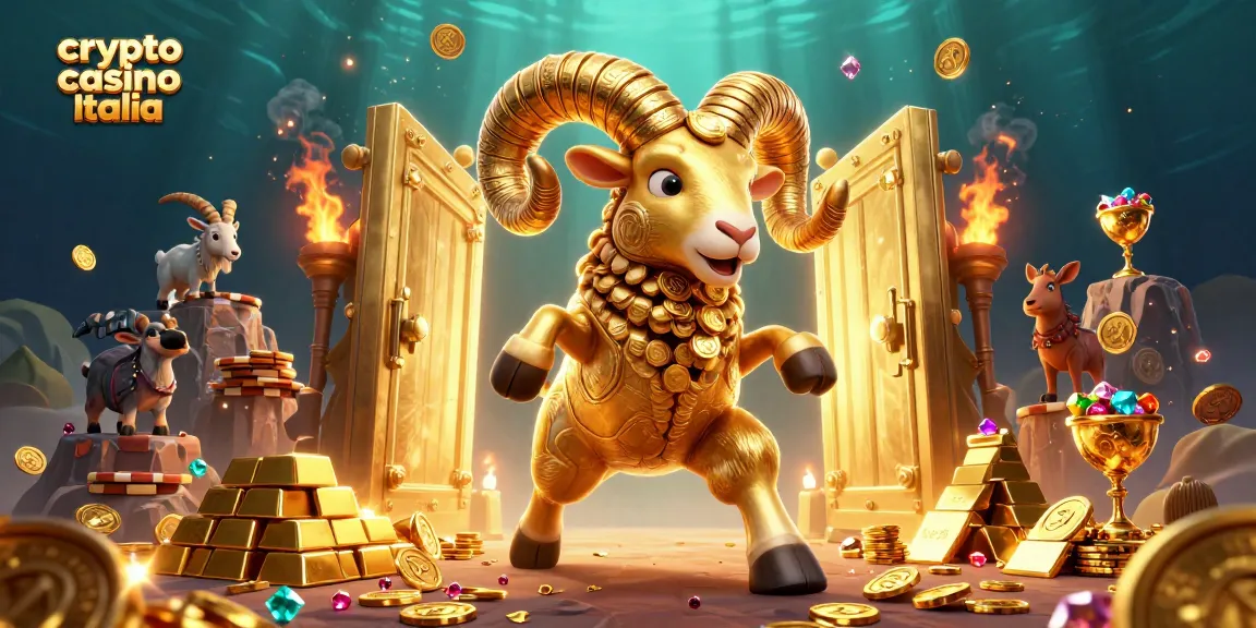 Scopri l'emozione dei giochi nei crypto casino Italia con il potente ariete d'oro e ricchezze scintillanti.