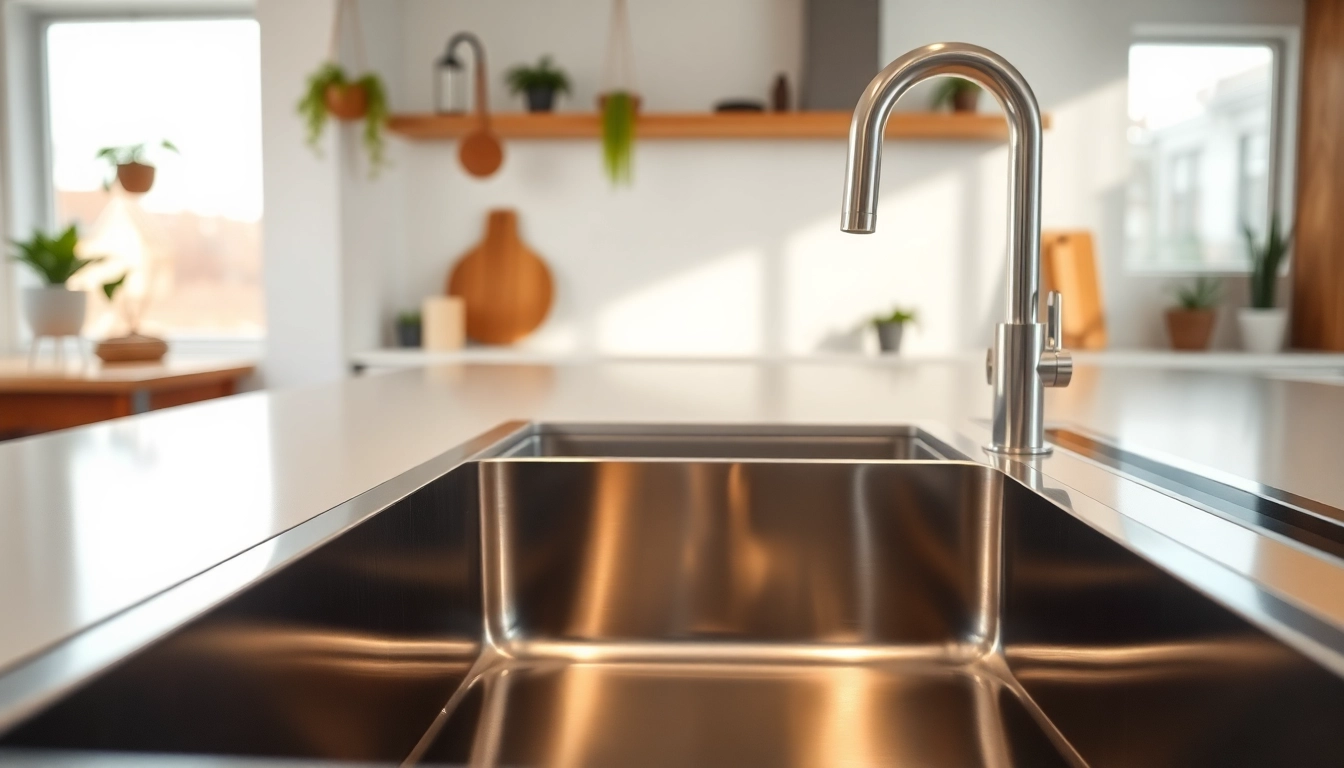 Stainless steel kitchen sink near me showcased in a modern kitchen with sleek design.