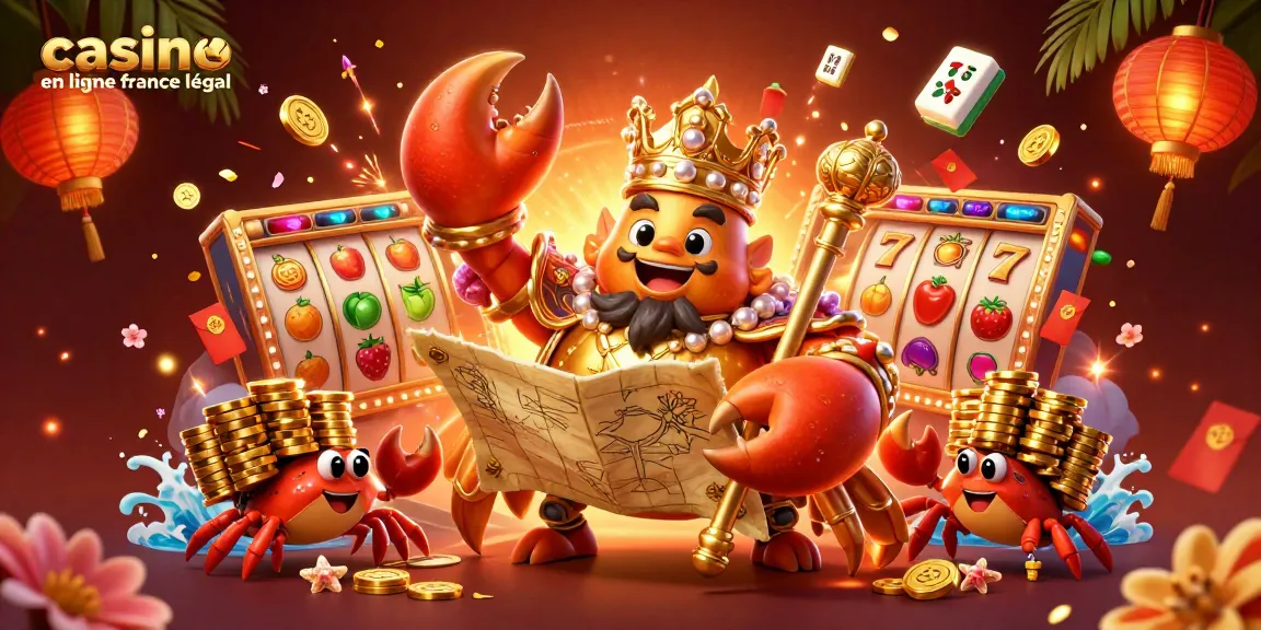 Explorez l'univers du casino en ligne légal en France avec un roi crabe doré et des machines à sous éclatantes.