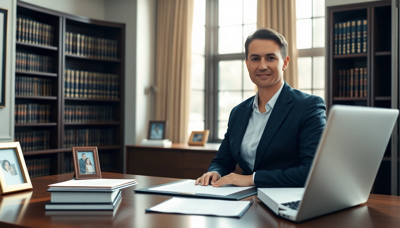 Palm Harbor Family Lawyer consulting with clients in a warm, professional office setting.