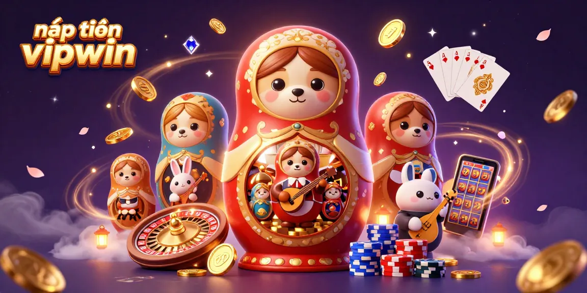 Enjoy seamless deposits at nạp tiền vipwin with fun, animated casino characters in a vibrant 3D scene.