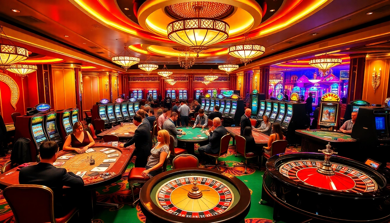 Experience the thrill at thabet vegas with players engaging at casino tables.