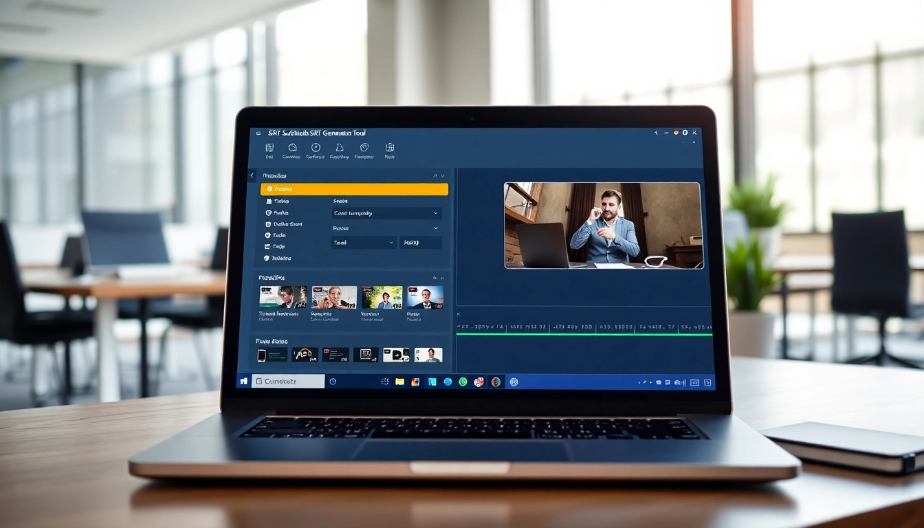 Creating SRT Generator subtitles with an advanced editing tool on a modern laptop