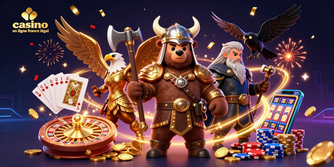 Illustration vibrante du casino en ligne France légal, mettant en avant des personnages animés dans un décor dynamique de jeux.