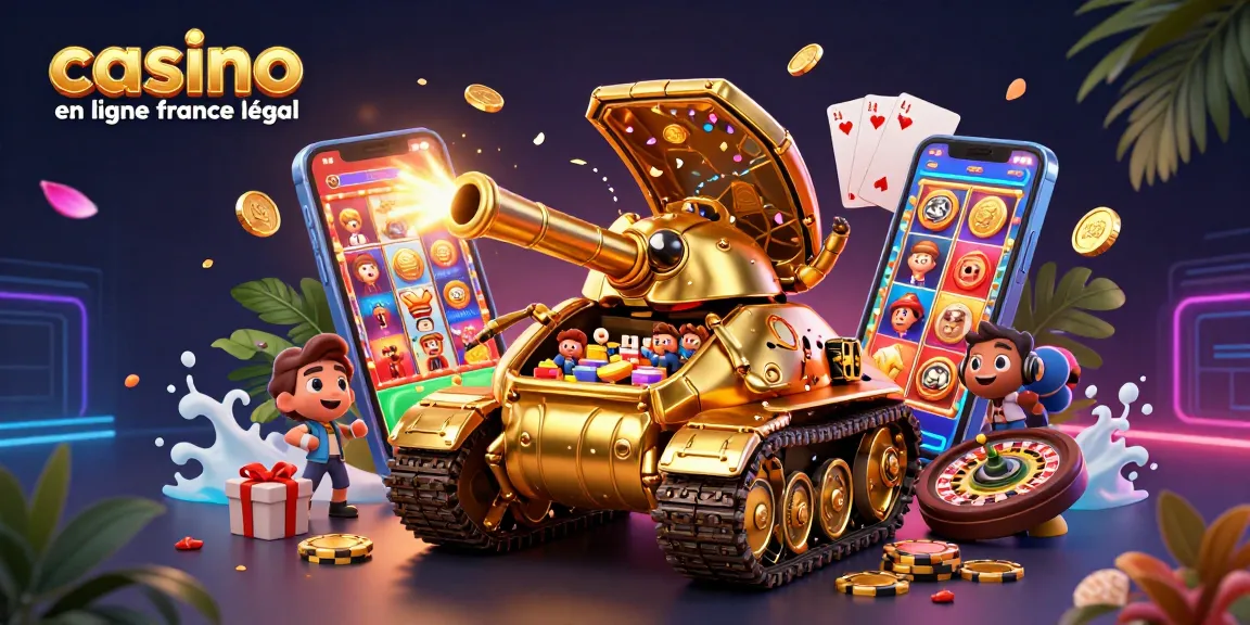 Découvrez un casino en ligne légal en France dans une illustration 3D colorée et dynamique.