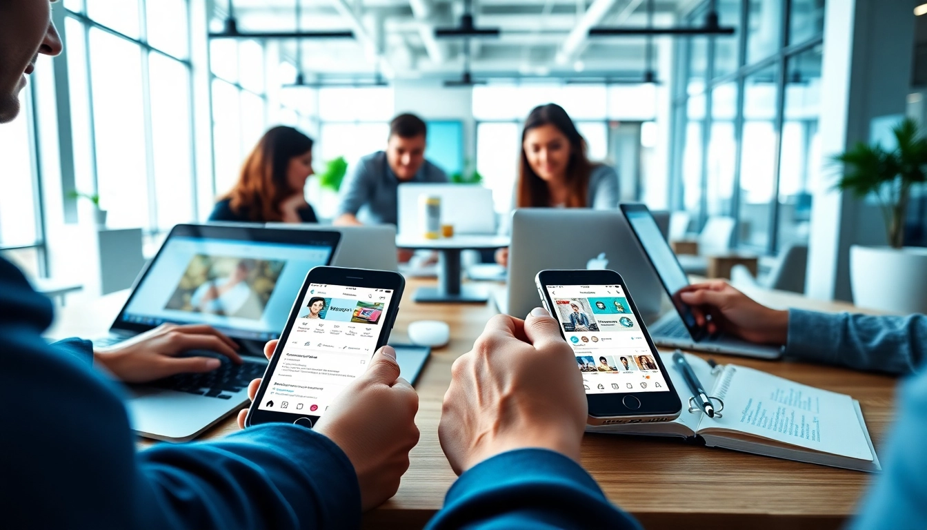 Team collaborating on an Instagram smm panel strategy in a modern workspace