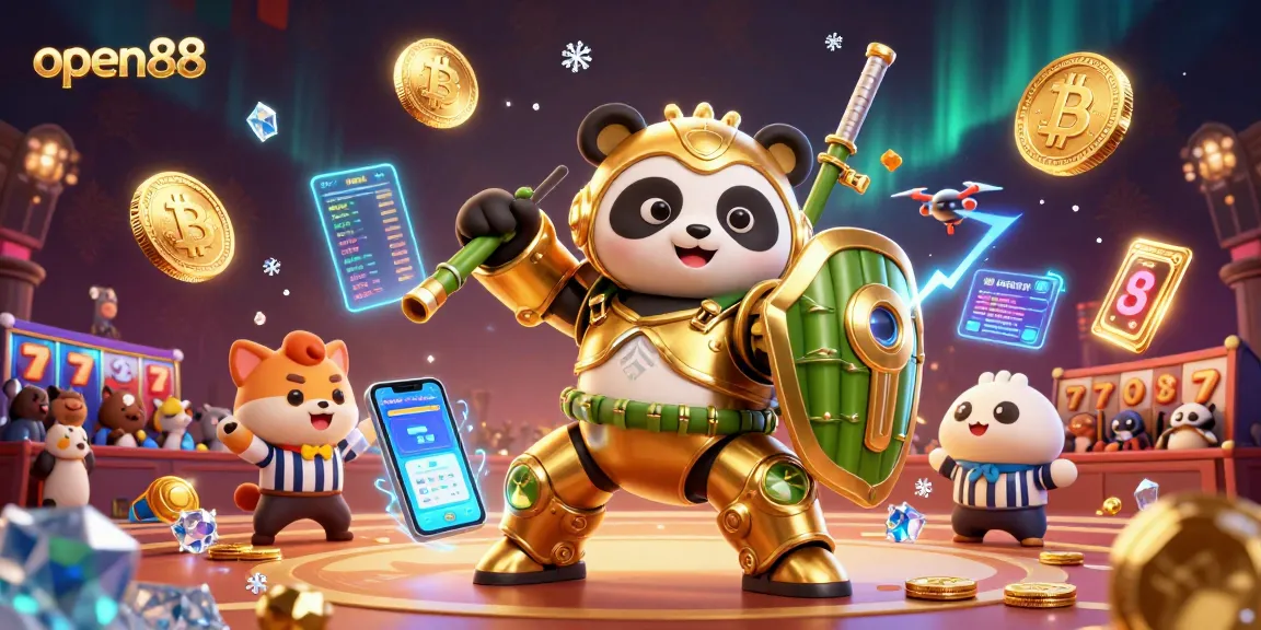 Engage with open88's unique casino experience featuring fun 3D characters and crypto elements.