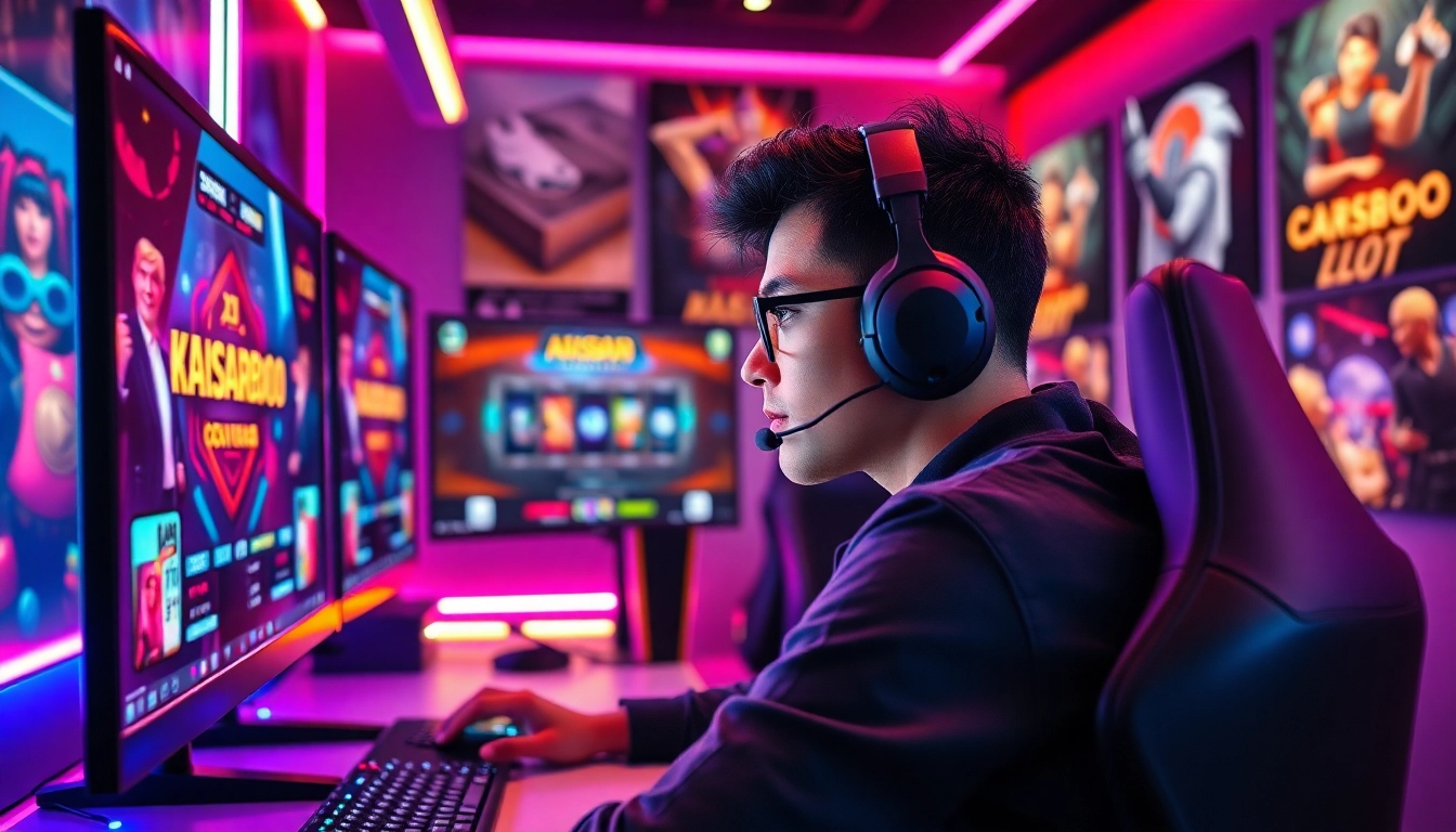 Masuk ke kaisar800 login slot dengan tampilan gamer profesional di latar belakang yang dinamis.