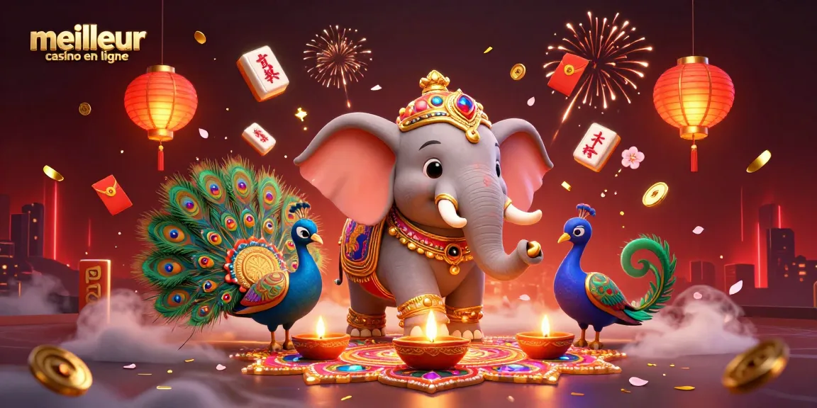 Explorez le meilleur casino en ligne avec des éléments de jeux riches et colorés dans cette illustration dynamique.