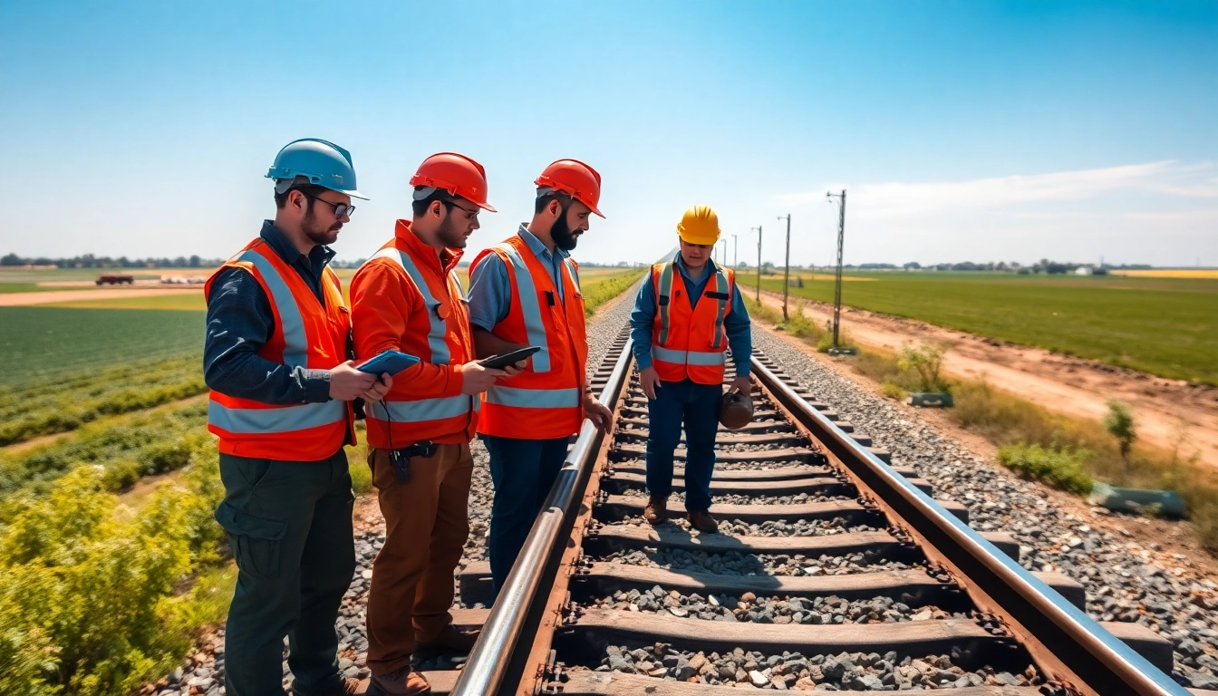 Track Inspectors Near Me evaluate railway safety in a rural setting with precision tools.