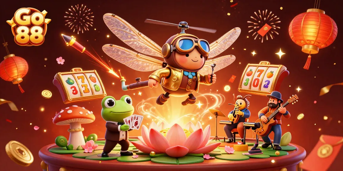 Engage in thrilling slots action at Go 88 with vibrant 3D graphics and characters.
