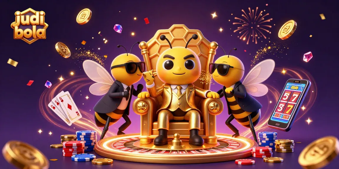 Experience judi bola with vibrant casino elements in a captivating 3D bumblebee illustration.