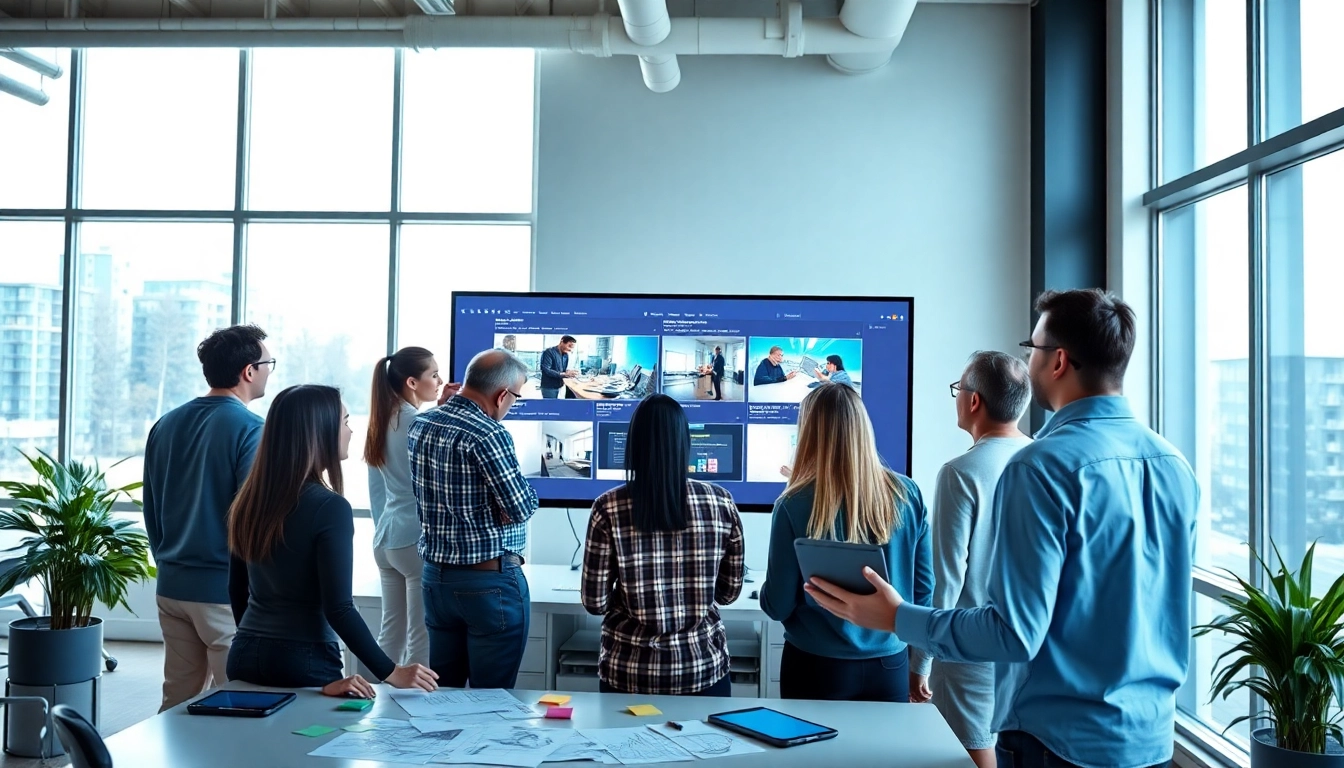 Edmonton web design team collaborating on innovative digital projects in a modern office.