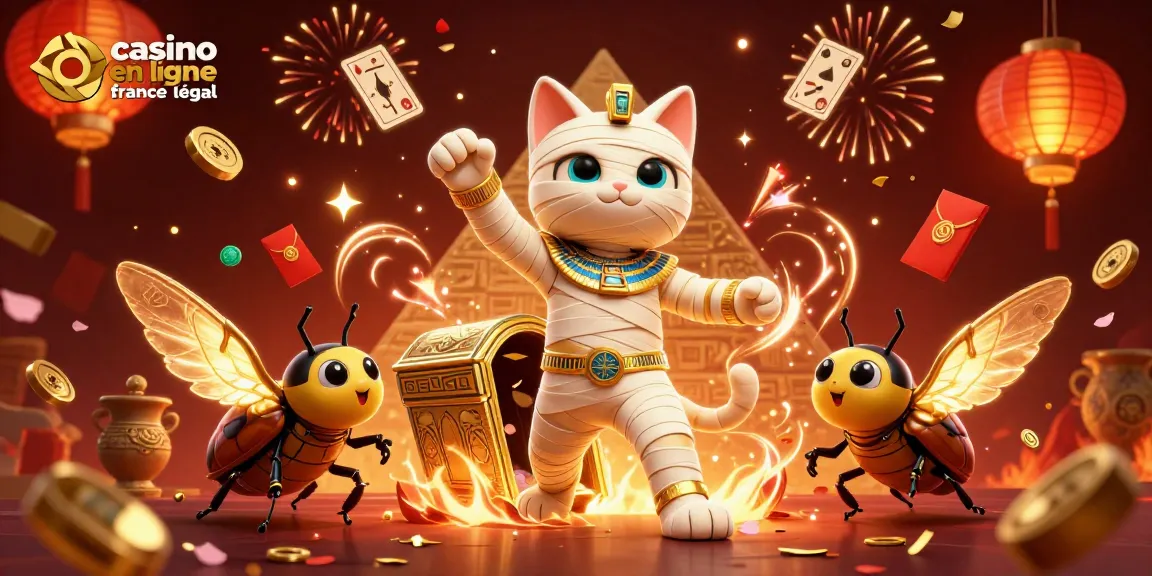 Explorez les jeux de casino en ligne France légal avec un chat momie égyptien captivant.