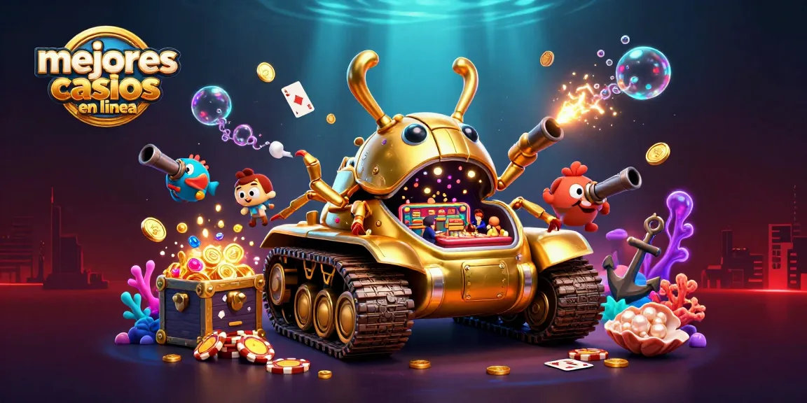 Juega en los mejores casinos en línea con una experiencia vibrante y detallada en un escenario 3D ilustrado.