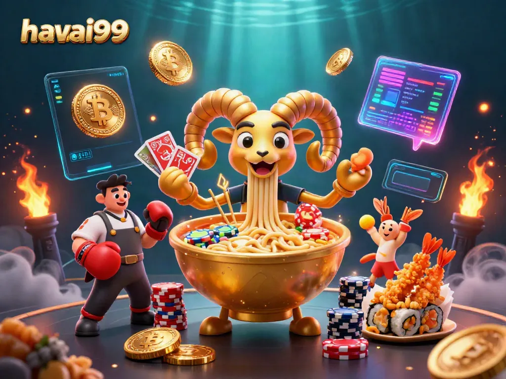 Experience vibrant gaming with hawai99, showcasing dynamic characters and cryptocurrency elements.