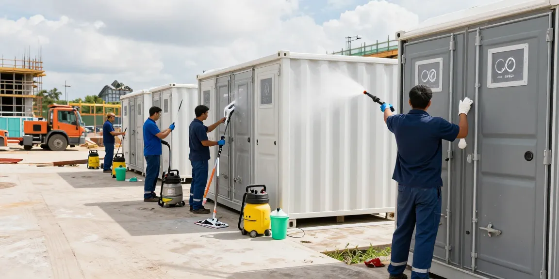 Professionelle Containerreinigung für Baustellencontainer in Dortmund mit umweltfreundlichen Reinigungsmitteln.