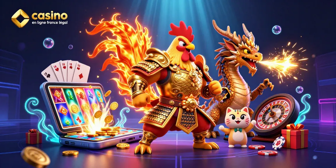 Plongée dans le monde du casino en ligne France légal avec un combat de guerriers colorés.