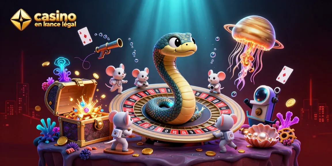 Les astronautes parient sur le serpent Saturne dans un casino en ligne en France légal avec de l'animation colorée.