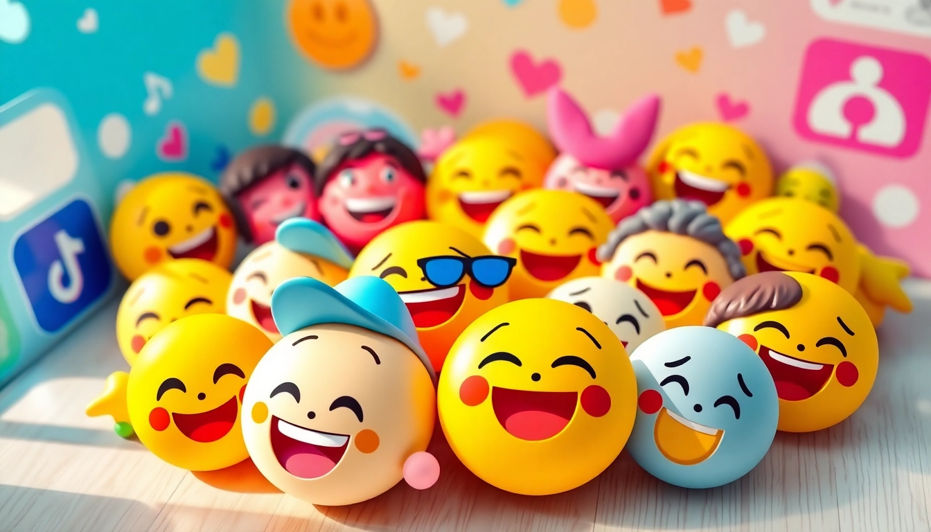Showcasing creative tiktok emojis with vibrant colors and playful expressions in a digital setup.
