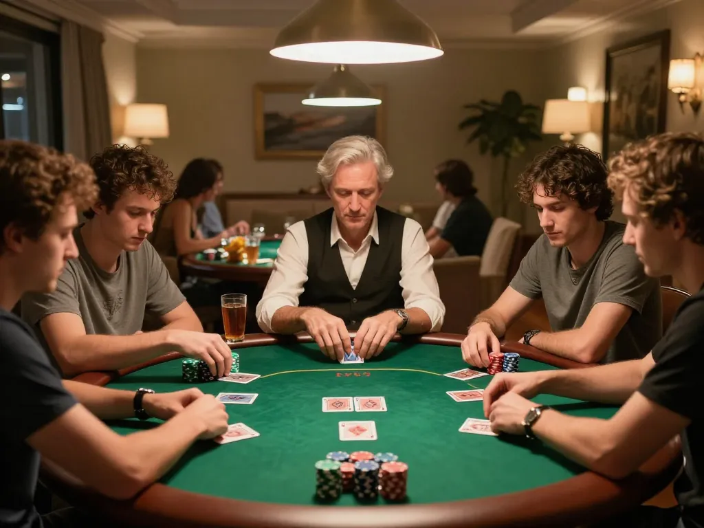 Players enjoying a spirited game of poker at a private home game night highlighting rik vip.