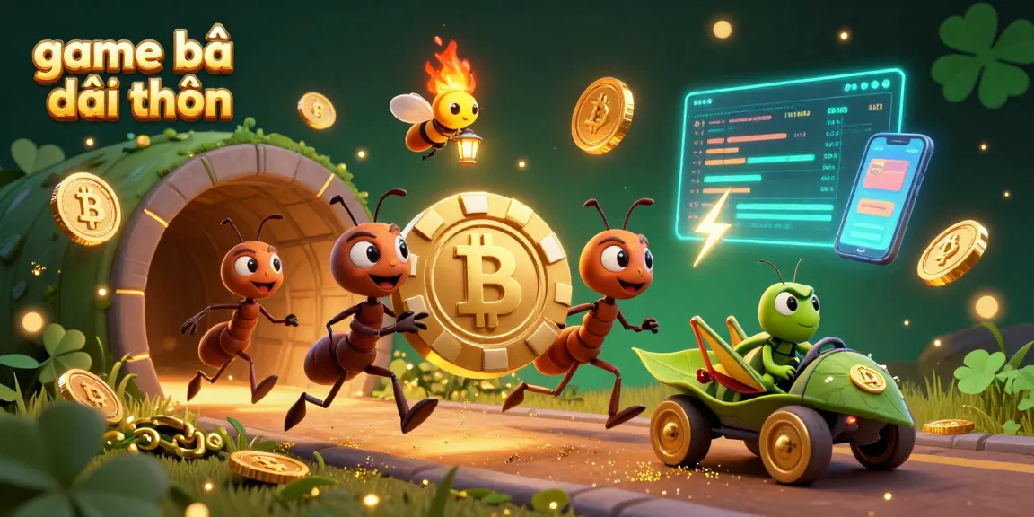 Experience the thrill of game bài đổi thưởng with vibrant 3D ants heisting a colossal poker chip.