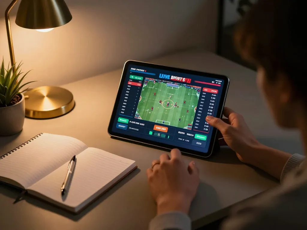 Engaged user placing strategic bets on rr88 platform with live sports odds on a tablet.