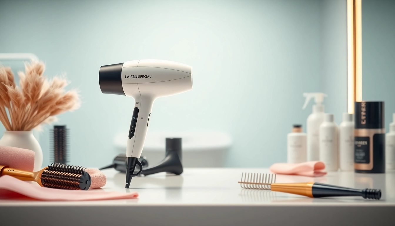 Showcase the Laifen Swift Special hair dryer emphasizing its sleek design and nozzle features.