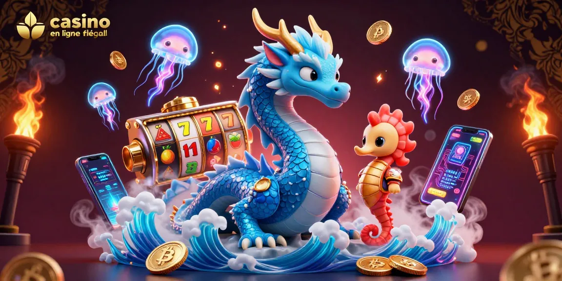 Jouez au casino en ligne France légal avec un dragon azur et des éléments de jeu captivants.