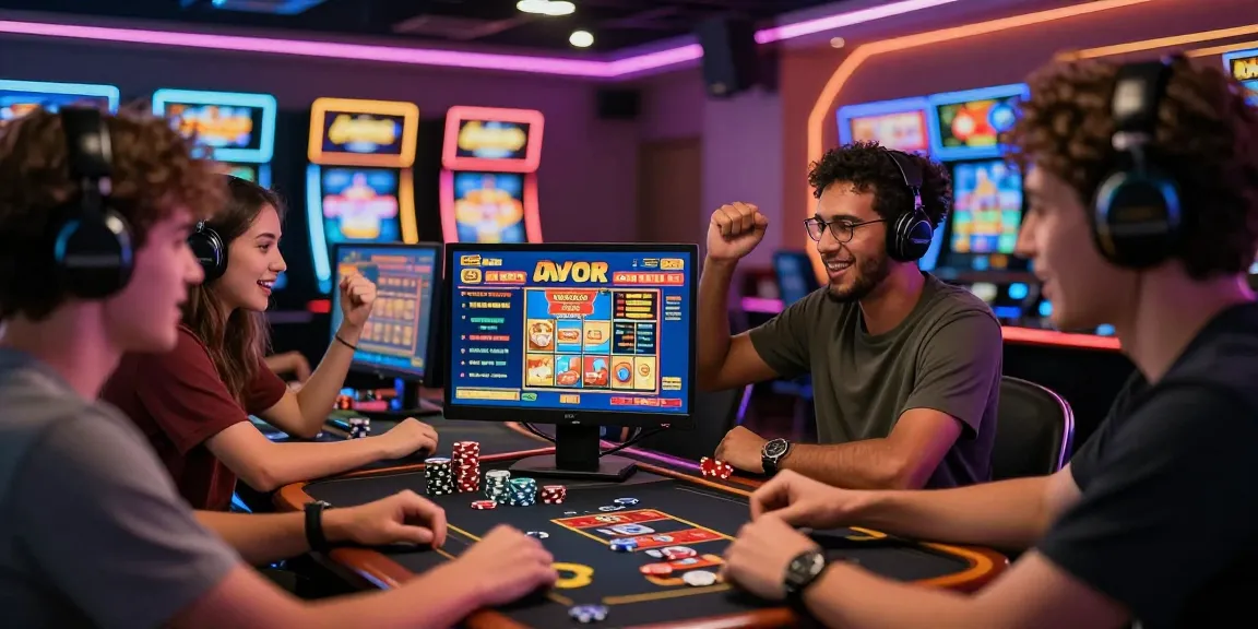 Diverse players enjoying slot gacor games online in a vibrant casino-like setting filled with excitement and community.