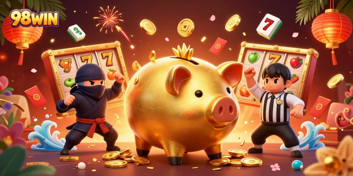 Experience thrilling gameplay on 98WIN with vibrant scenes featuring golden coins and exciting casino elements.