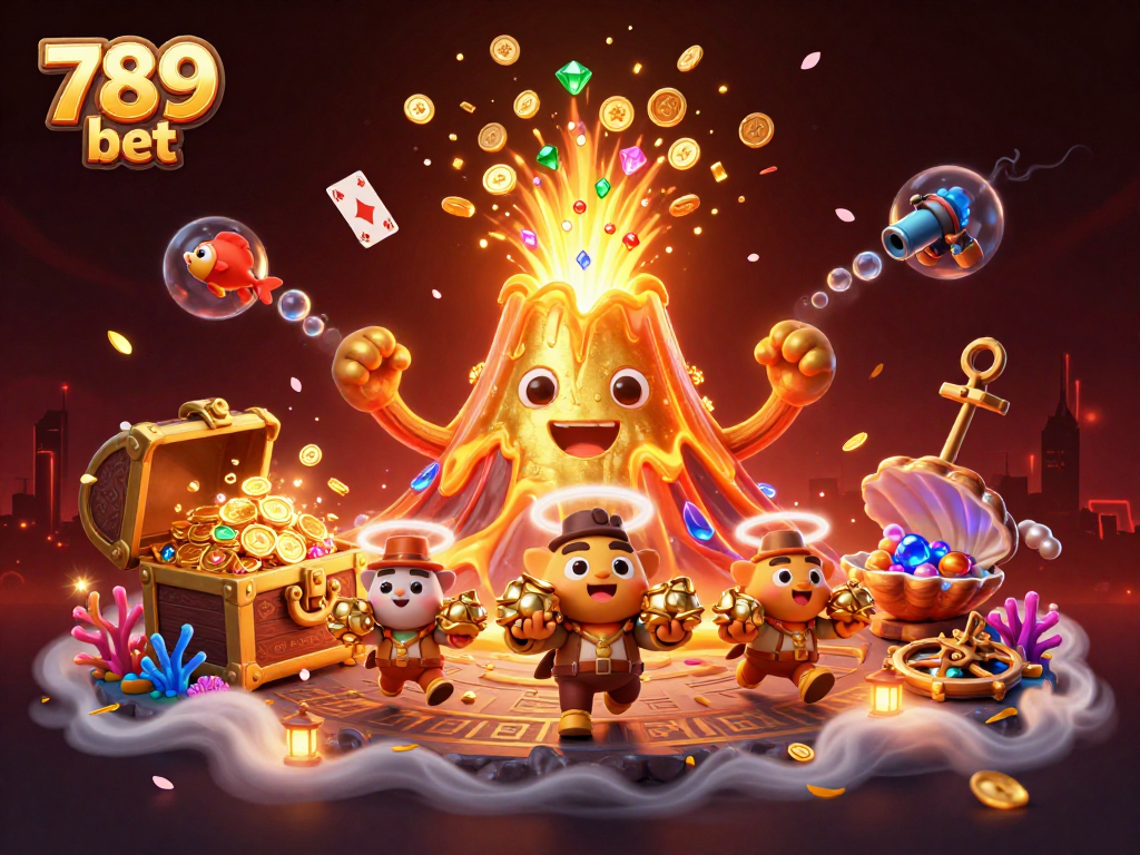 Experience the thrill of 789 bet in a vibrant 3D illustration, capturing dramatic casino excitement and treasure.