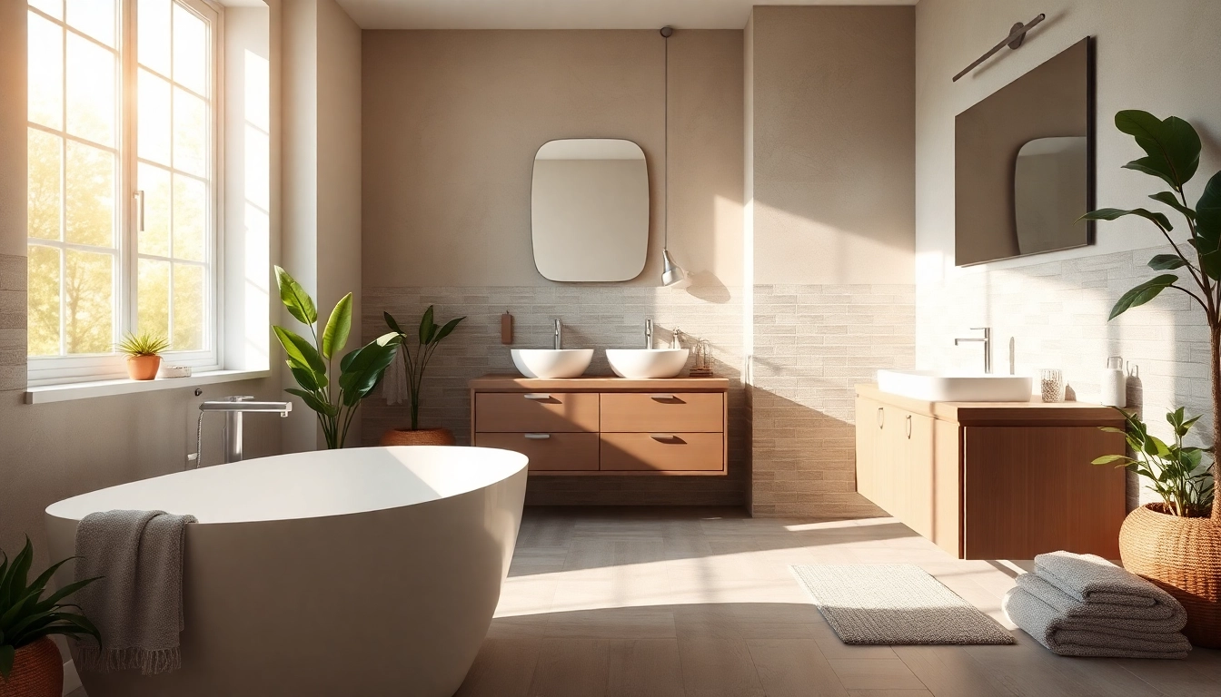 Scopri i sanitari moderni in un elegante ambiente bagno luminoso e minimalista.