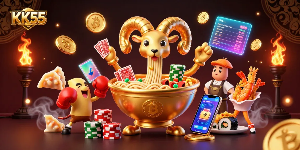 Experience KK55's thrilling casino atmosphere with vibrant characters and dynamic gaming elements.